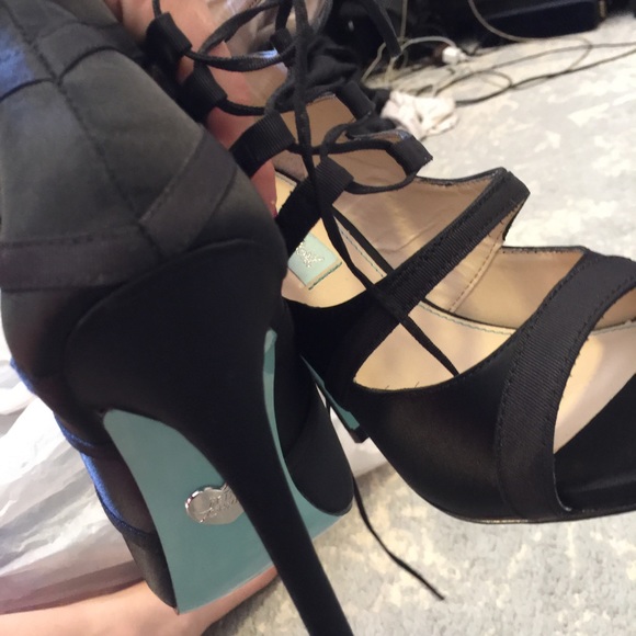 NEW Betsey Johnson Mila  Black Caged Lace Up Heels - Picture 3 of 6